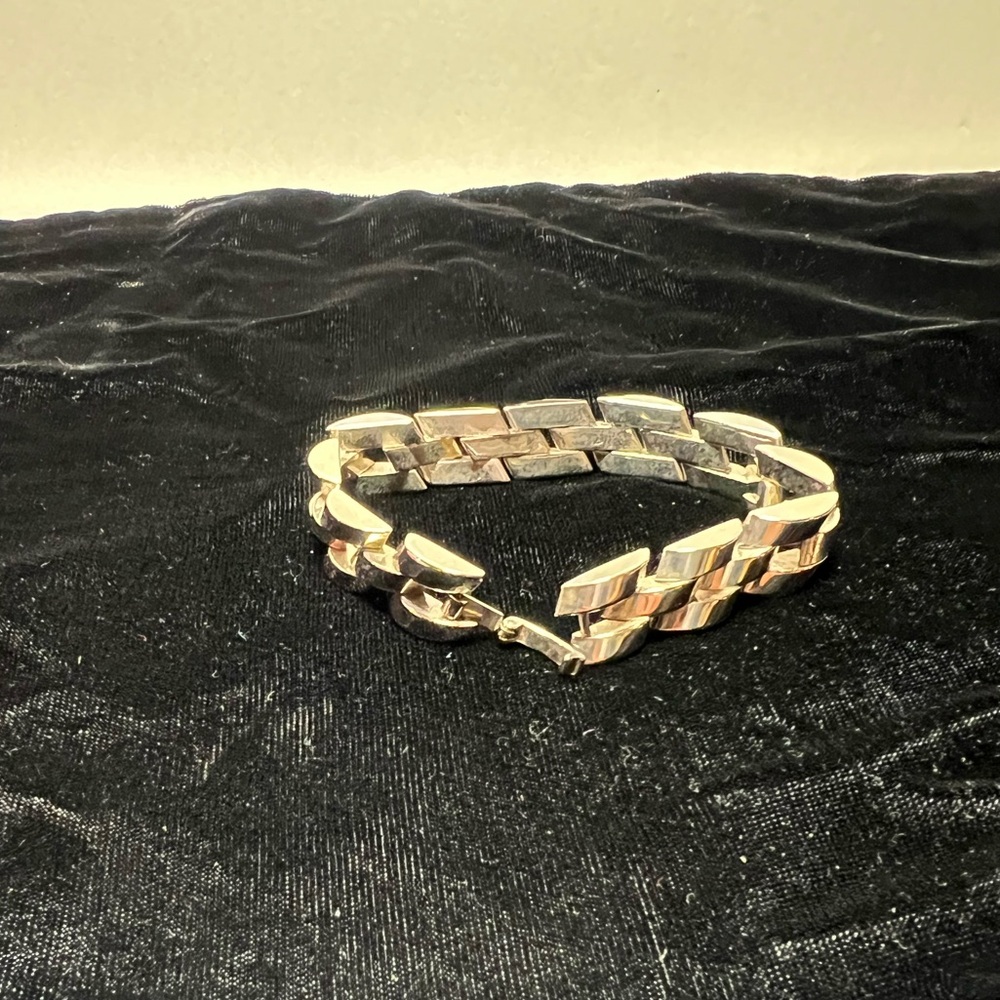 Sterling Silver 925 Interlocking Link Bracelet - image 2